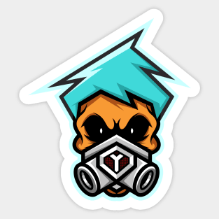 Skull with elastomeric respirator Sticker